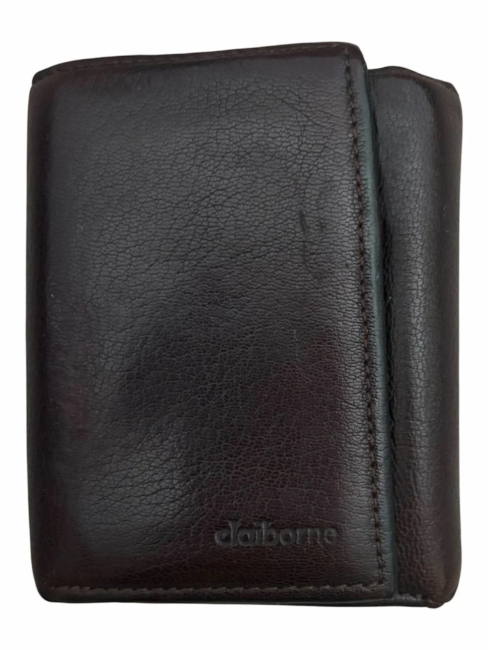 Claiborne Men's Trifold Leather Wallet - Dark Brown